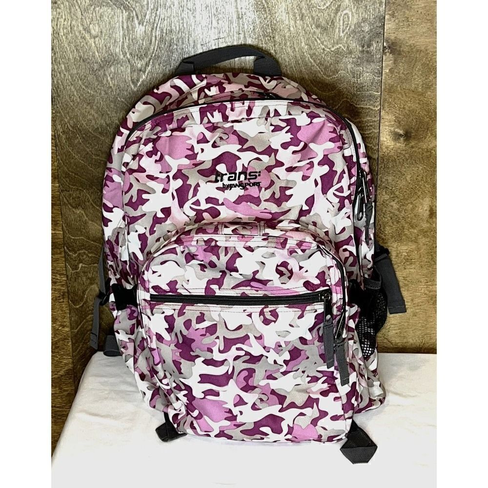 Trans by‎ JanSport Backpack Camouflage Camo Large Expandable Pink Gray